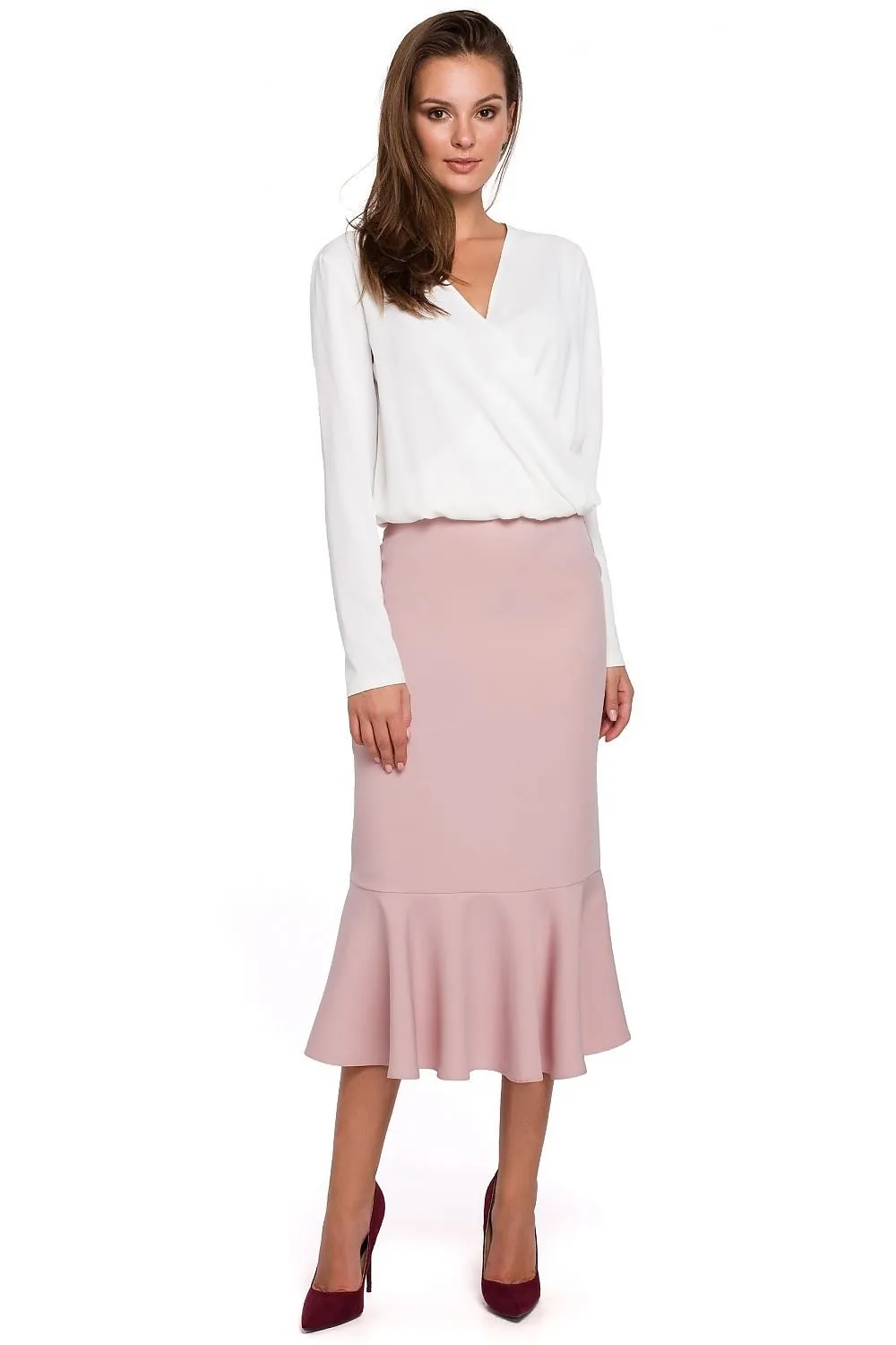 Mid length unlined pencil skirt