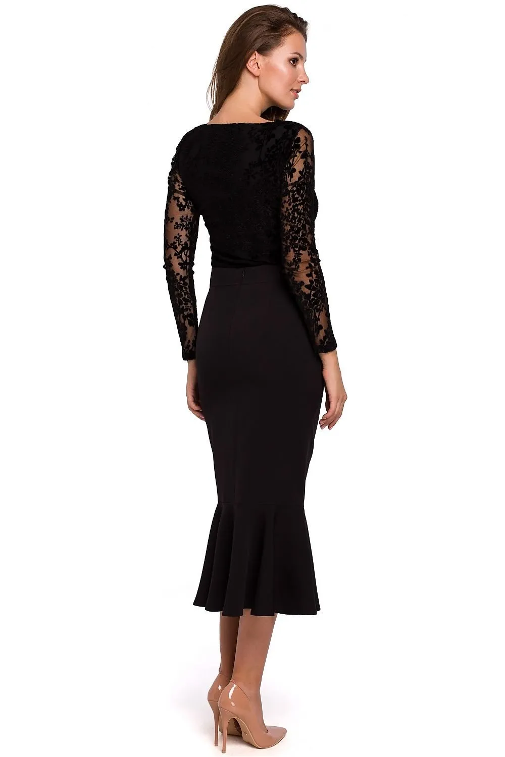 Mid length unlined pencil skirt