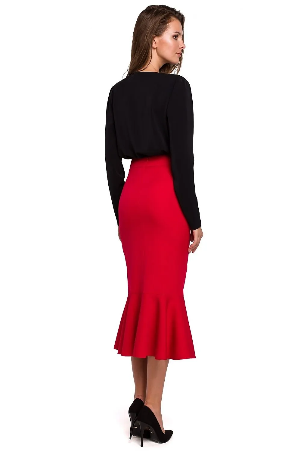 Mid length unlined pencil skirt