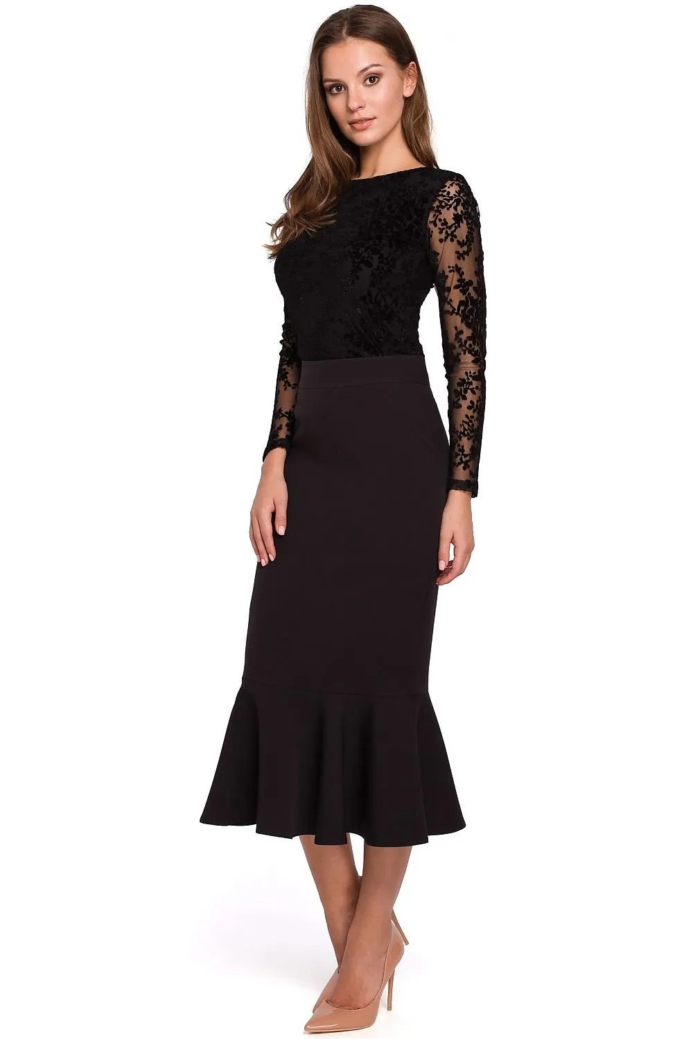 Mid length unlined pencil skirt