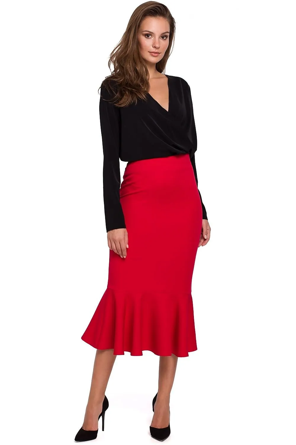 Mid length unlined pencil skirt