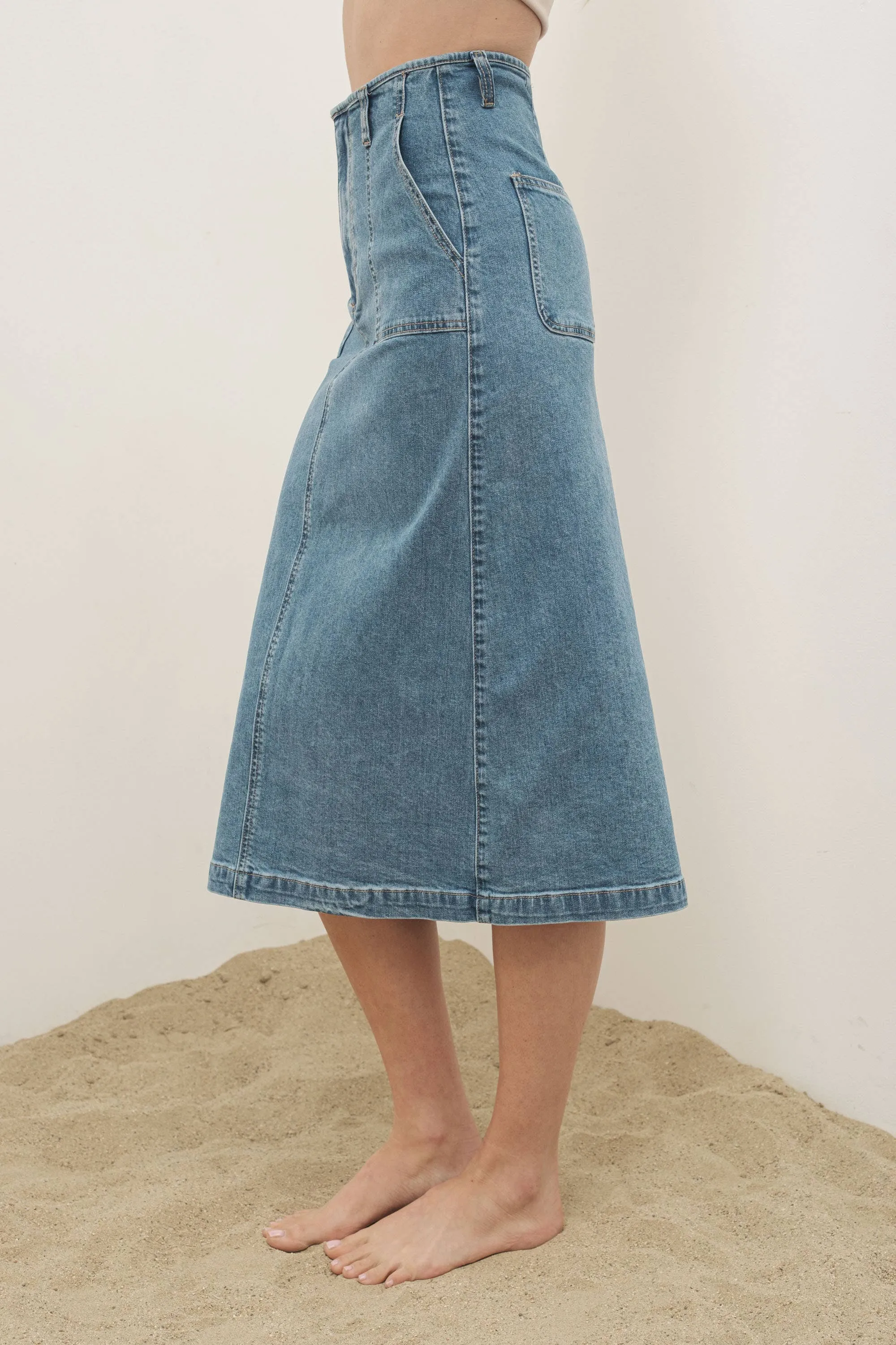 MIDI DENIM SKIRTS