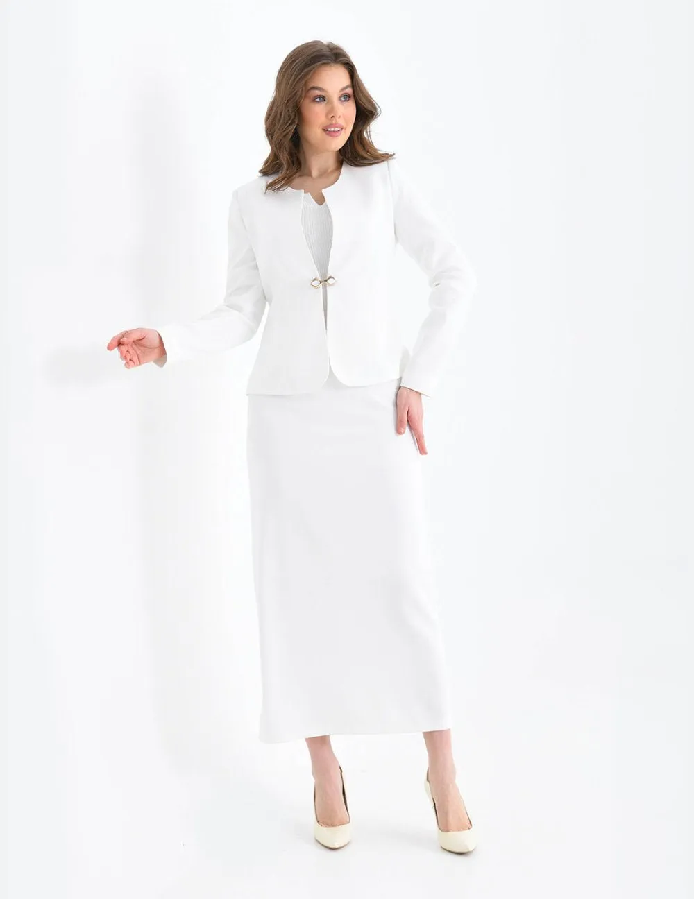 NDL Women Pencil Skirt Women's Suit White - Ingolstadt