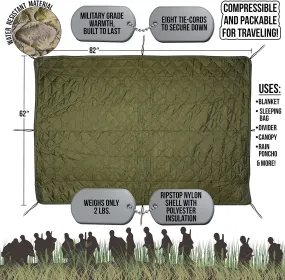OD Green Military Type Poncho Liner/thermal blanket