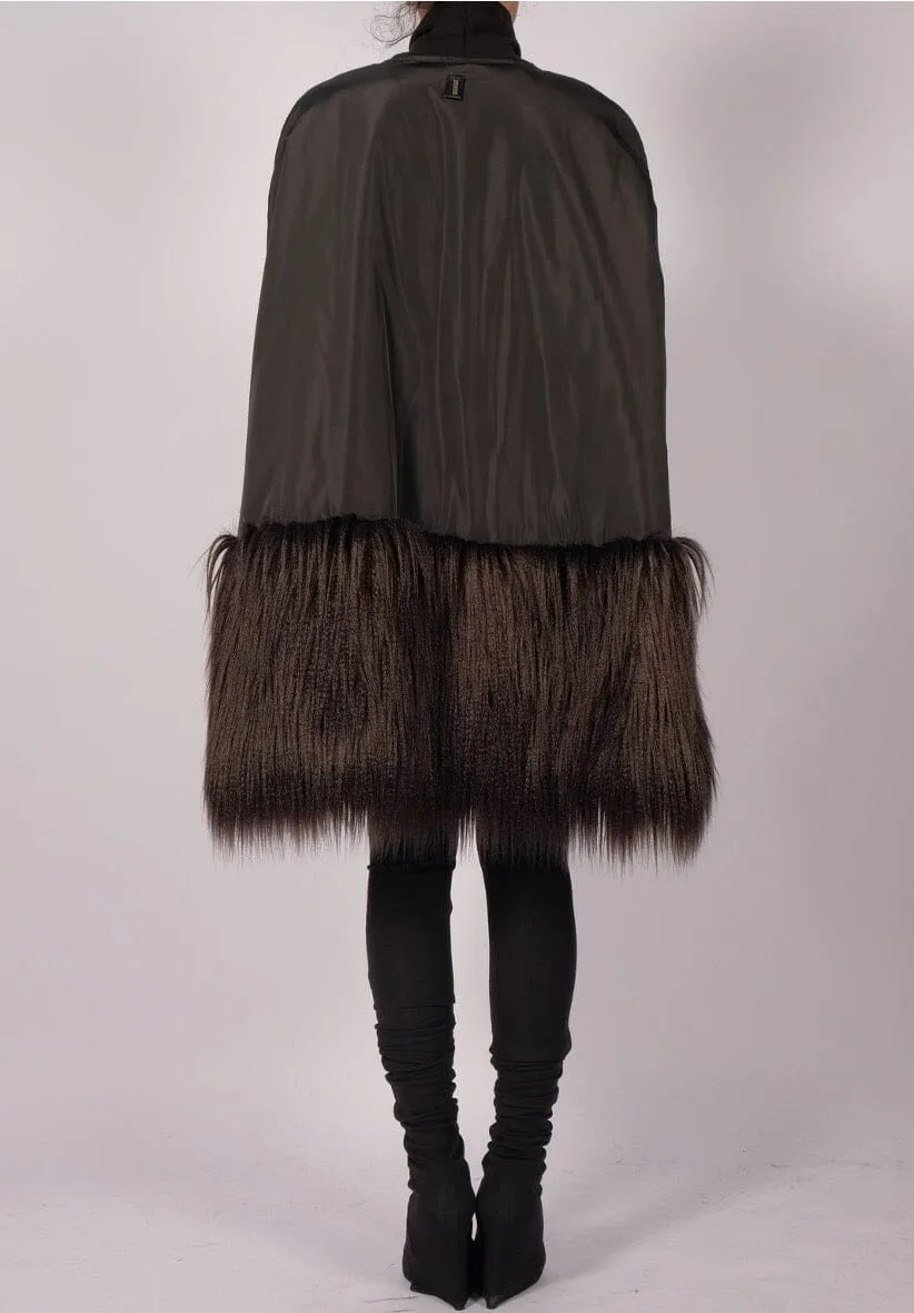Padded Cape with Faux Fur