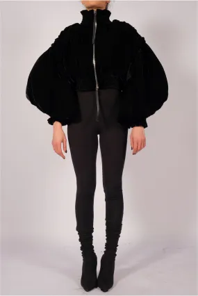 Padded Velvet Crop Bomber