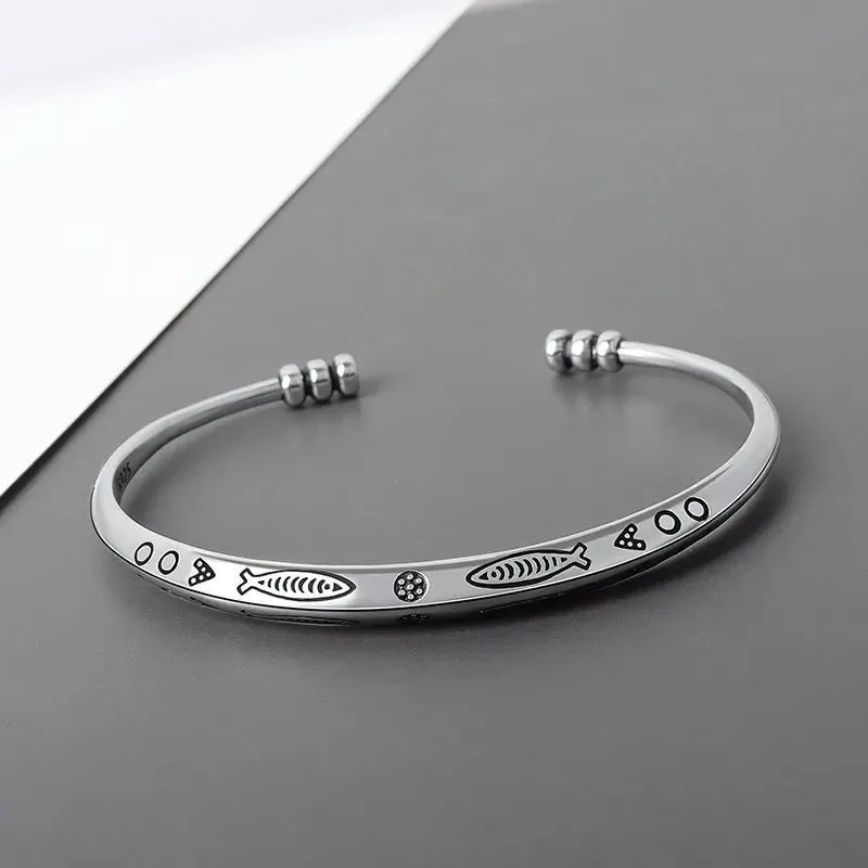Personality Fashion Thorn Line Geometric Sleeve Barbed Wire Open Bangle for Men Punk Bracelet Trend Jewelry Gift
