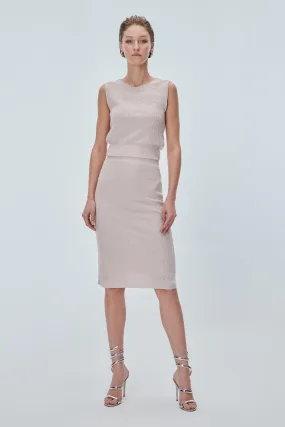 Pink Pencil Skirt with Elasticated Waist Detail
