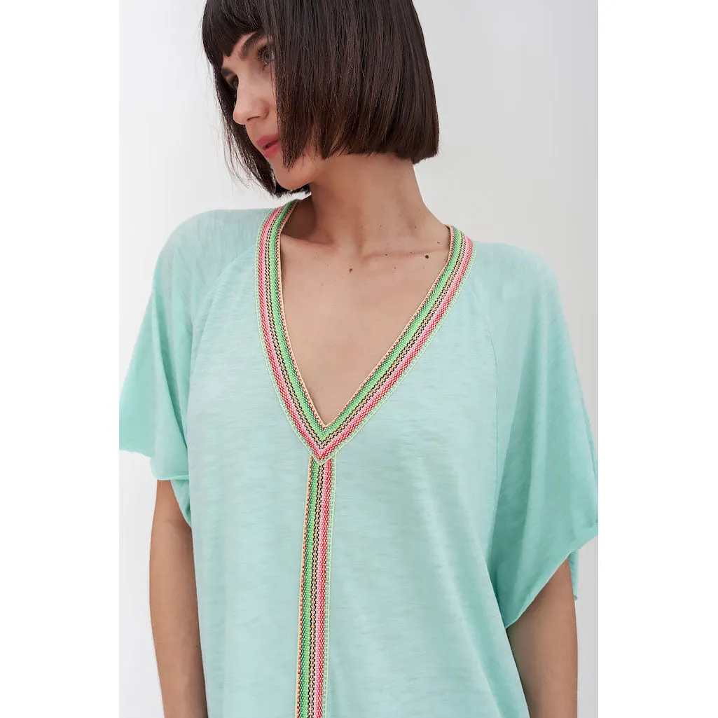 Pitusa Mini Pima Abaya Tunic Cover Up - Turquoise