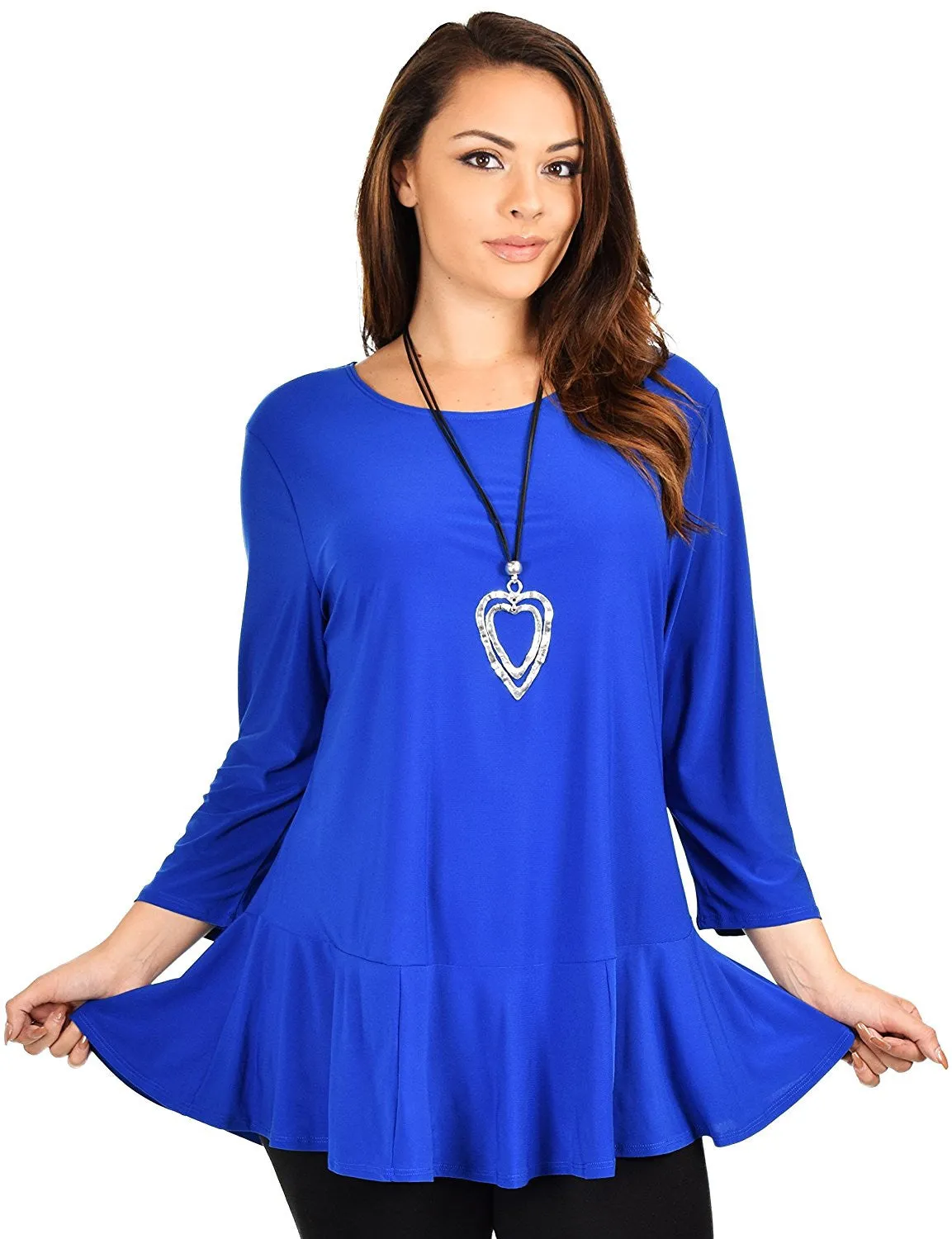 Plus Size Flare Hem Babydoll Summer Swing Tunic Blouse Top