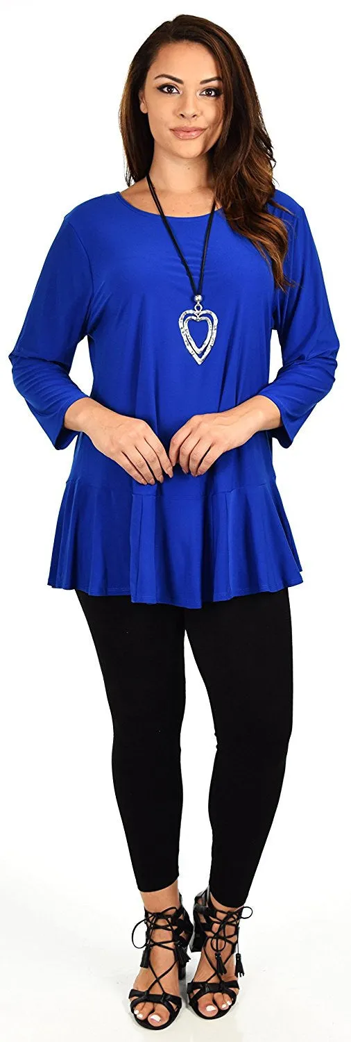 Plus Size Flare Hem Babydoll Summer Swing Tunic Blouse Top