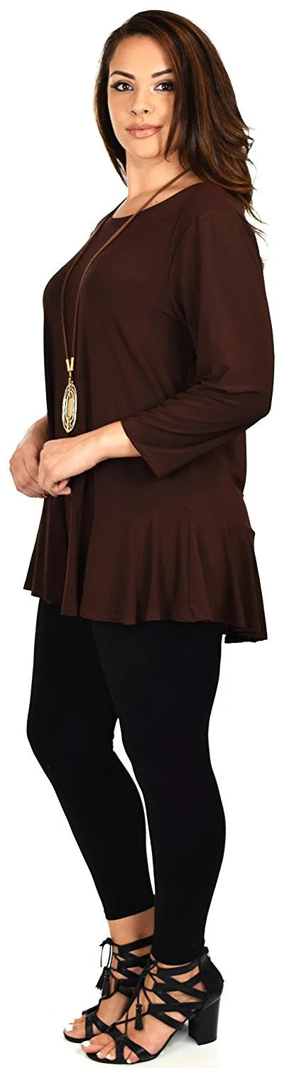 Plus Size Flare Hem Babydoll Summer Swing Tunic Blouse Top