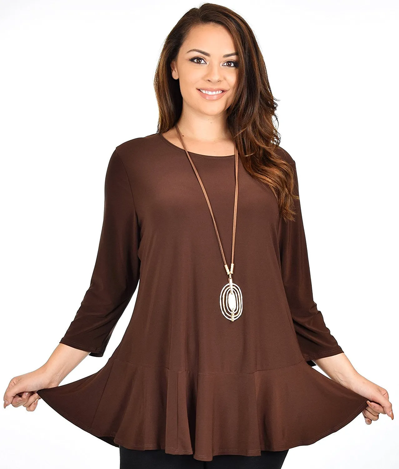 Plus Size Flare Hem Babydoll Summer Swing Tunic Blouse Top