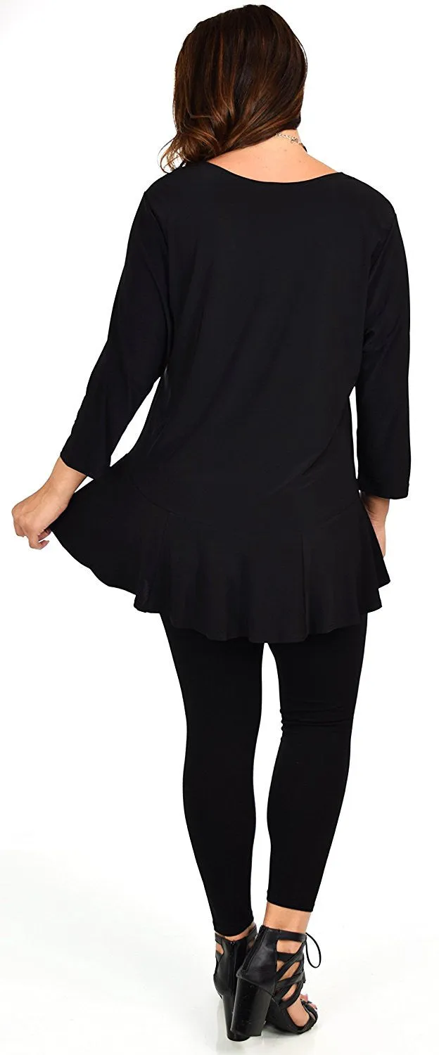 Plus Size Flare Hem Babydoll Summer Swing Tunic Blouse Top