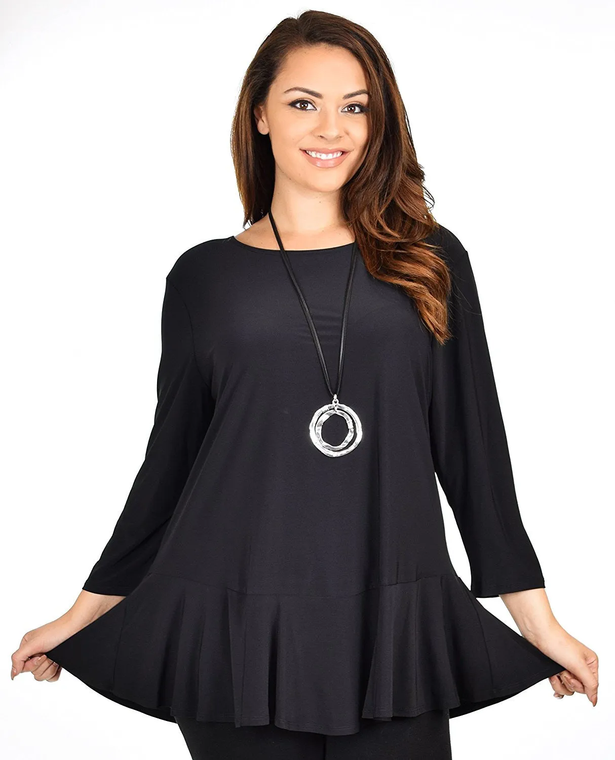 Plus Size Flare Hem Babydoll Summer Swing Tunic Blouse Top
