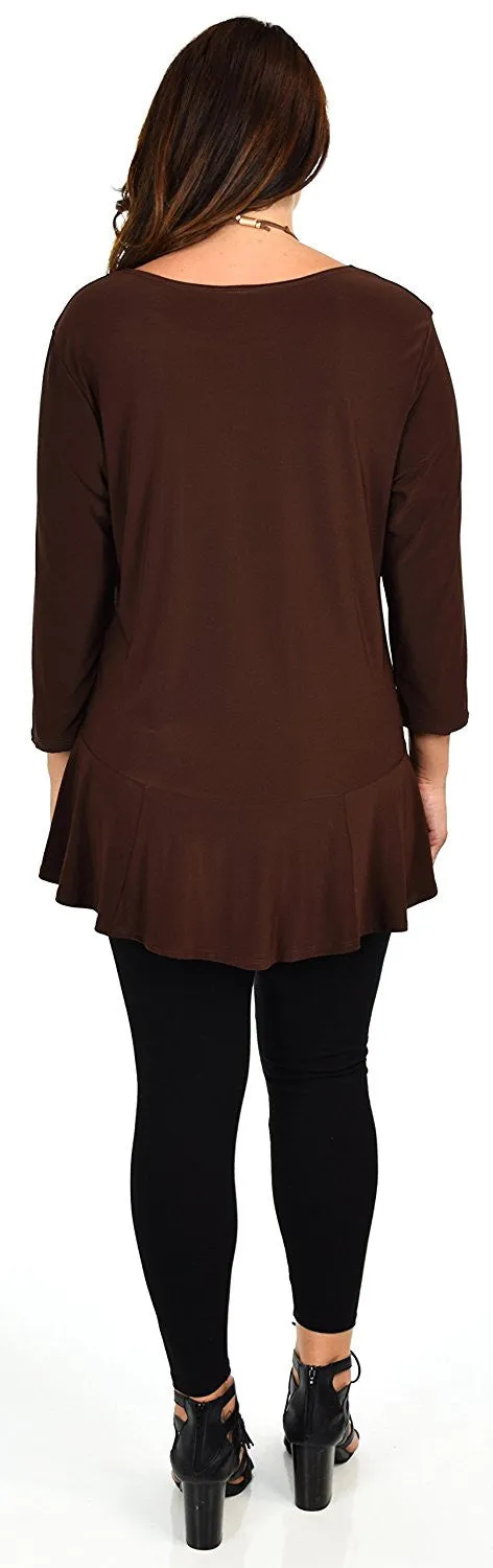 Plus Size Flare Hem Babydoll Summer Swing Tunic Blouse Top