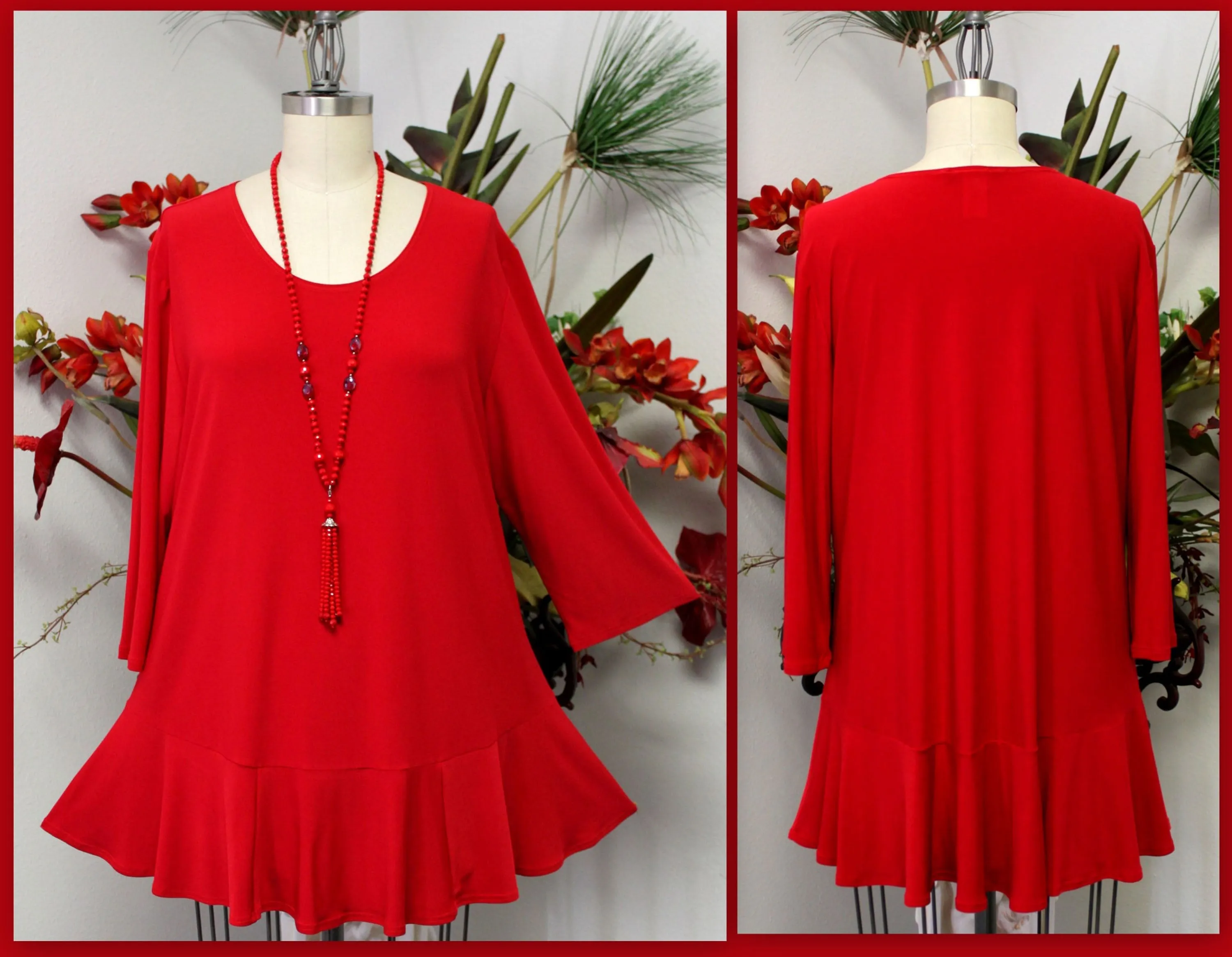 Plus Size Flare Hem Babydoll Summer Swing Tunic Blouse Top