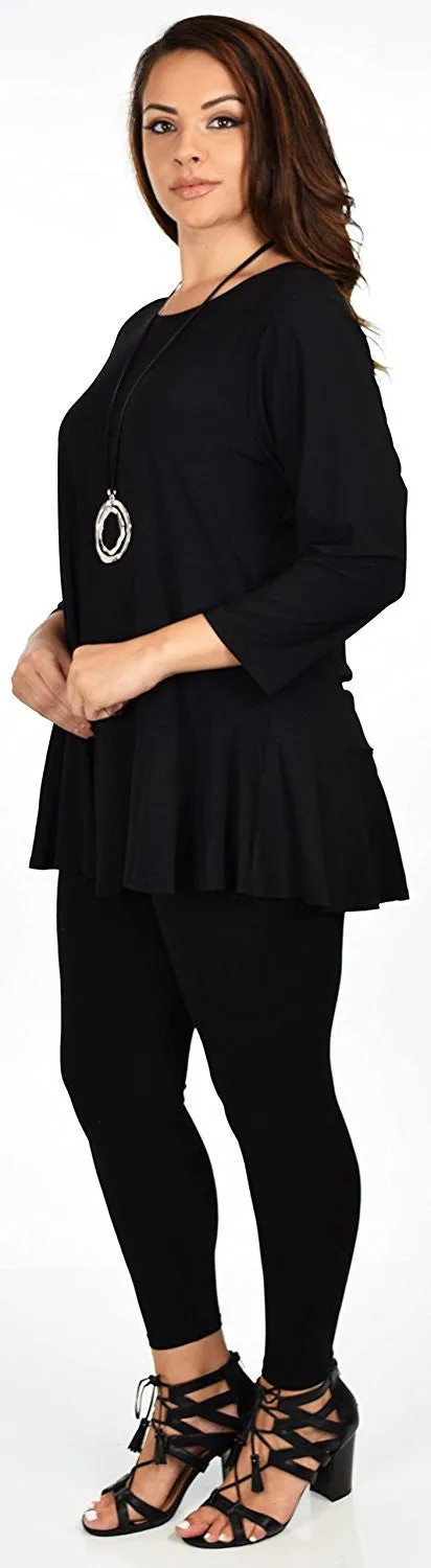Plus Size Flare Hem Babydoll Summer Swing Tunic Blouse Top