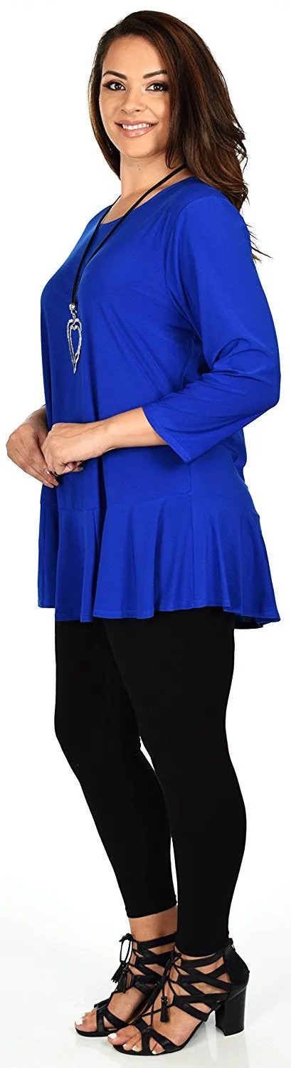 Plus Size Flare Hem Babydoll Summer Swing Tunic Blouse Top