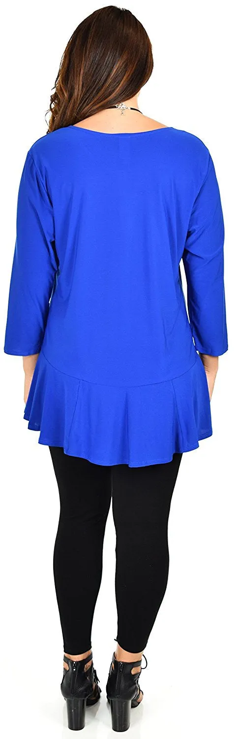 Plus Size Flare Hem Babydoll Summer Swing Tunic Blouse Top