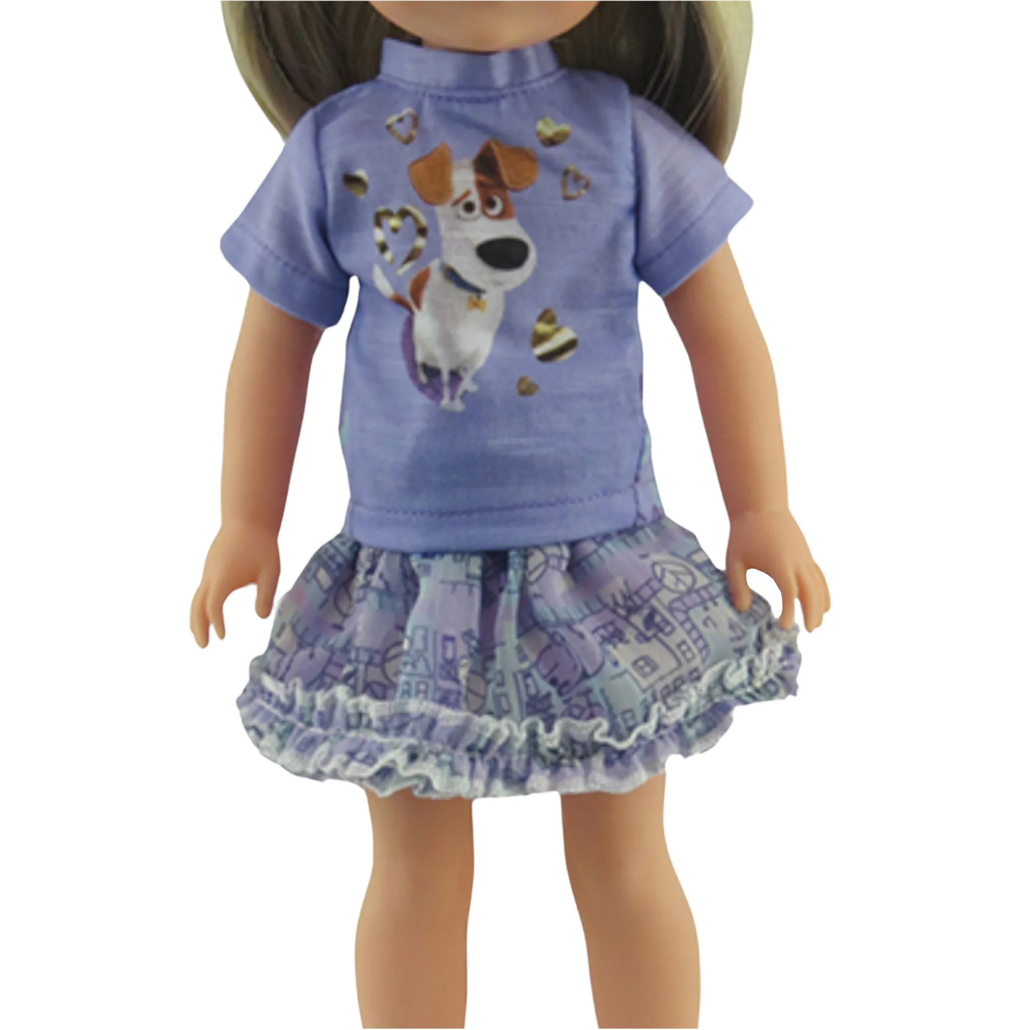 Purple Pets Inspired Skirt Outfit for 14 1/2-inch dolls