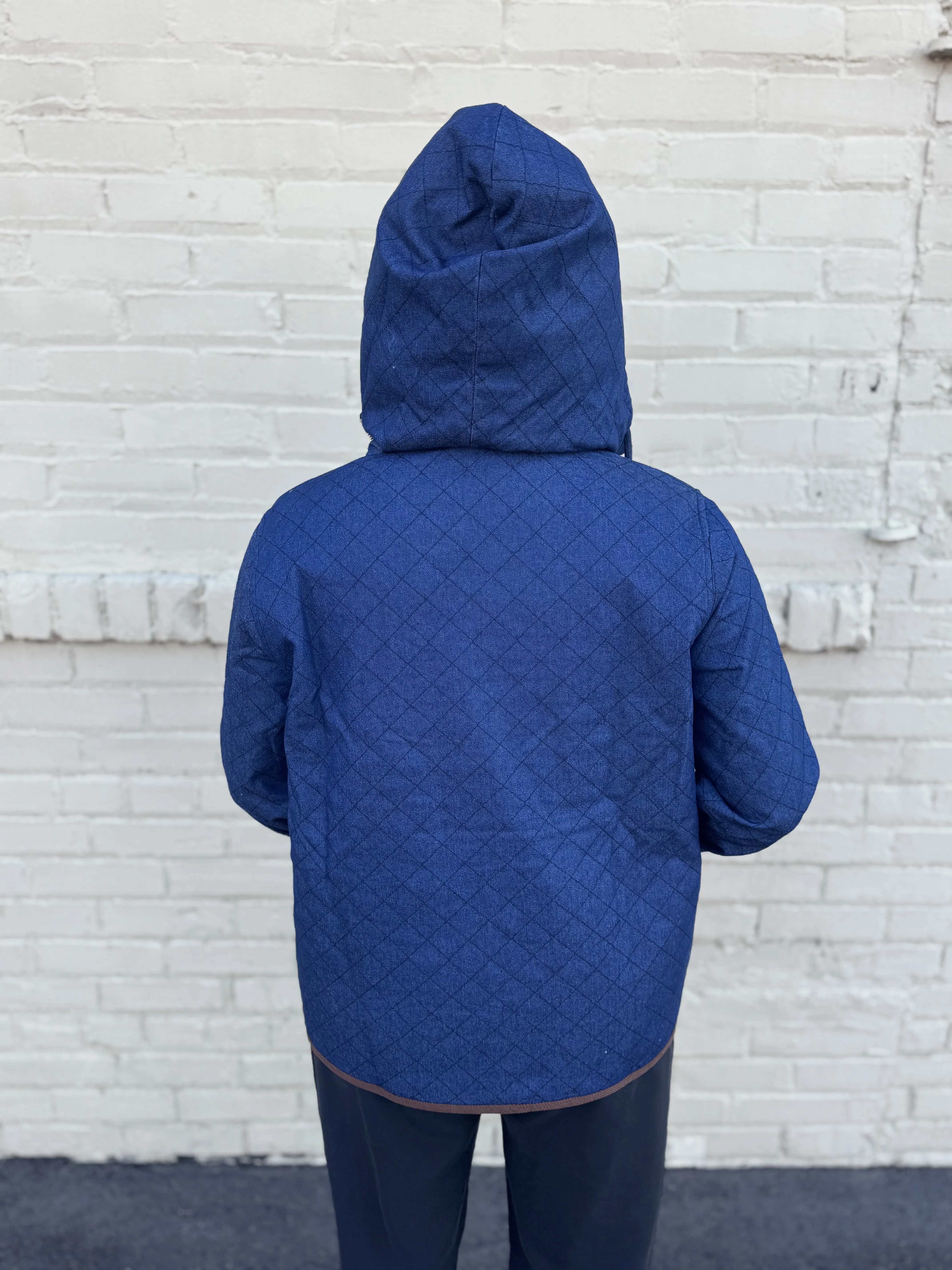 Qulilted Denim and Corduroy Half Zip