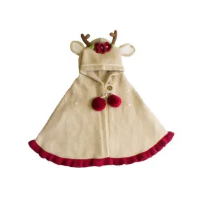 Reindeer Cotton Knit Poncho
