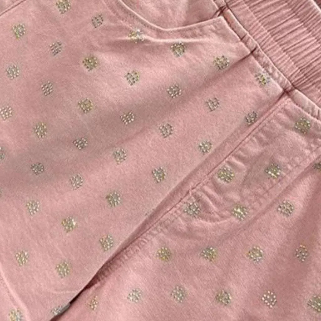 Rhinestone denim shorts with rubber