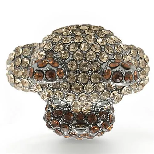 Ruthenium Brass Ring with Top Grade Crystal in Multi Color for Women Style 0W279
