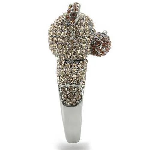 Ruthenium Brass Ring with Top Grade Crystal in Multi Color for Women Style 0W279