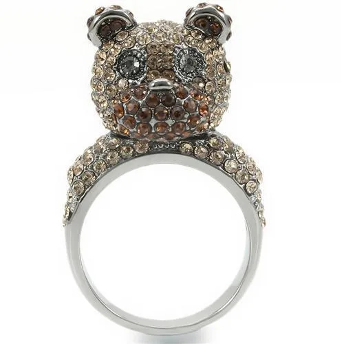 Ruthenium Brass Ring with Top Grade Crystal in Multi Color for Women Style 0W279