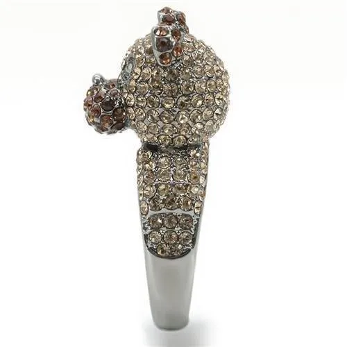 Ruthenium Brass Ring with Top Grade Crystal in Multi Color for Women Style 0W279