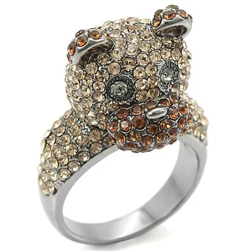 Ruthenium Brass Ring with Top Grade Crystal in Multi Color for Women Style 0W279