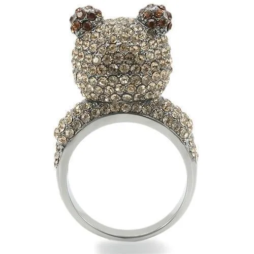 Ruthenium Brass Ring with Top Grade Crystal in Multi Color for Women Style 0W279
