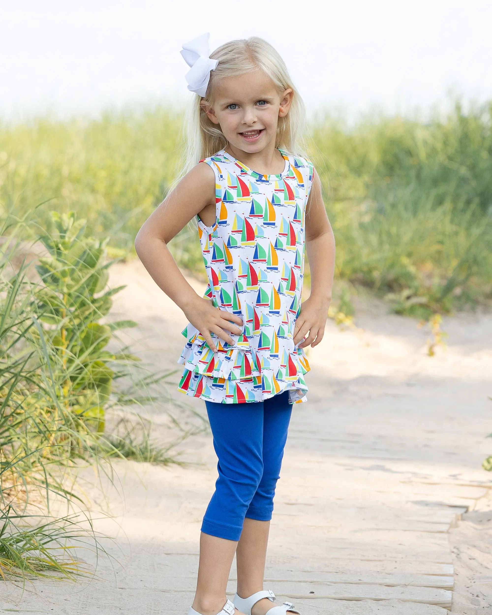 Sailboat Print Tunic with Capri Leggings