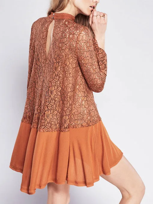 Secret Origins Pieced Lace Tunic in Orange