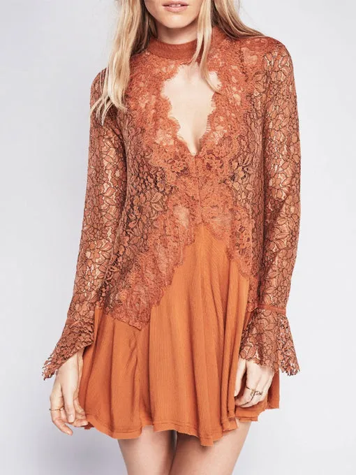 Secret Origins Pieced Lace Tunic in Orange