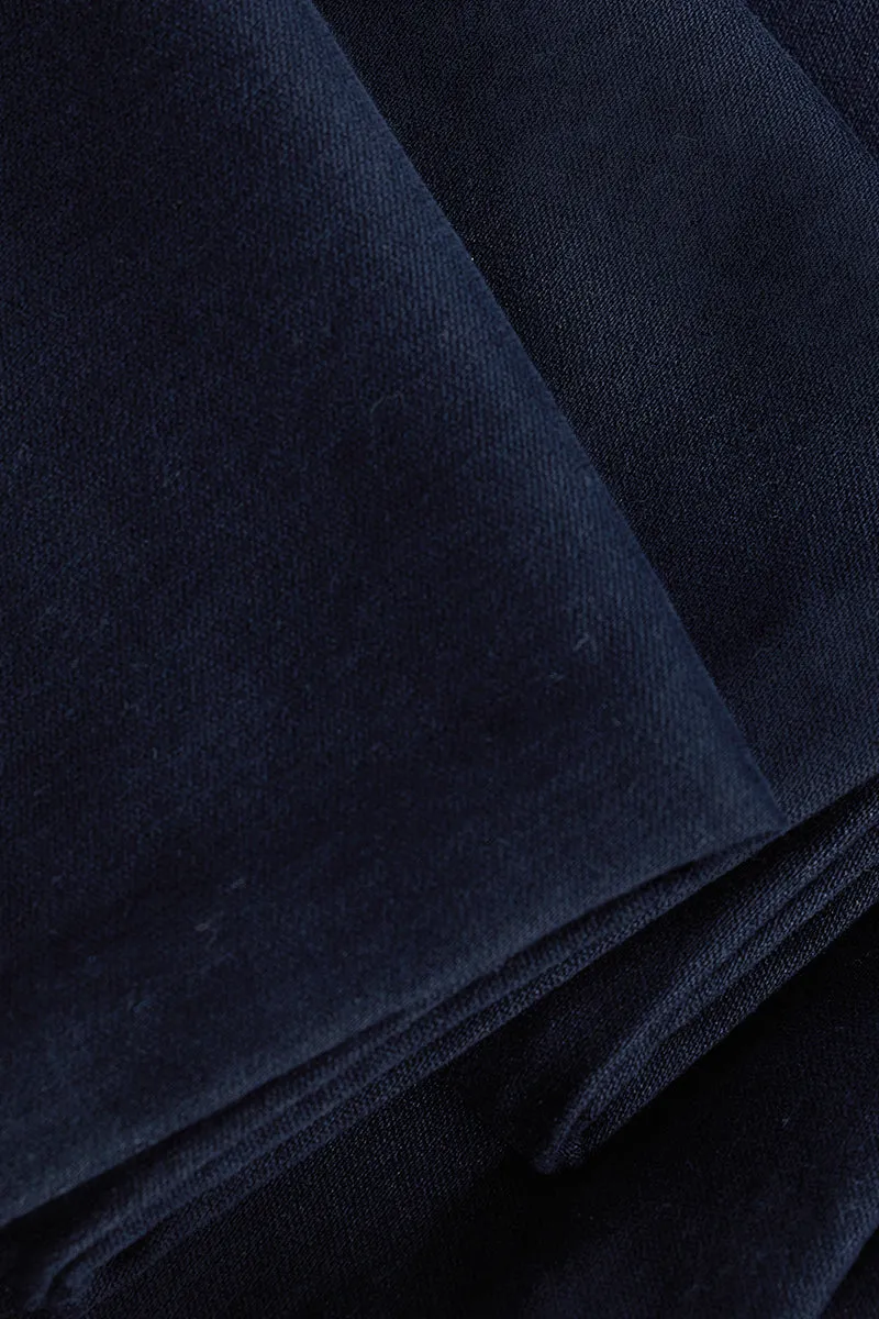 Seemly Greyish Blue Plain Regular Fit Plus Size Chinos