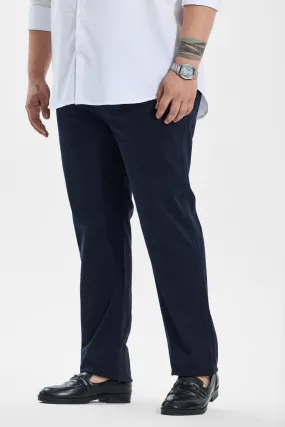 Seemly Greyish Blue Plain Regular Fit Plus Size Chinos