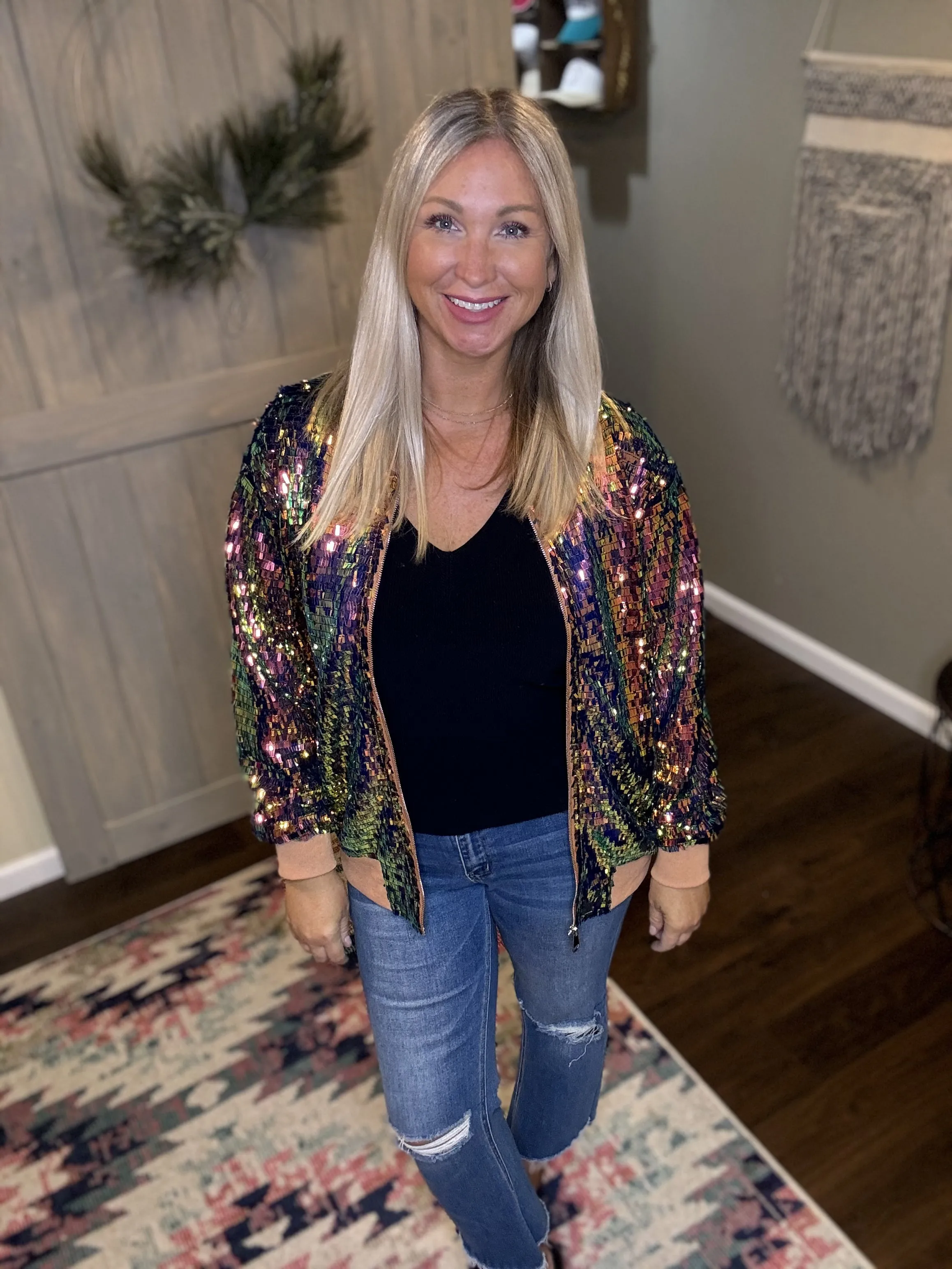 Sequin Bomber Jacket