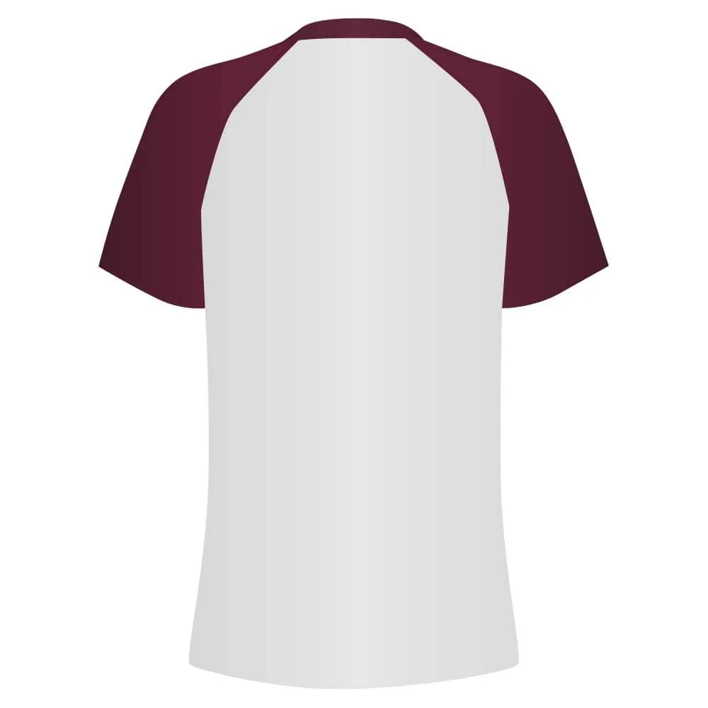 Short Sleeve Retro Baseball Jersey Grey-Maroon