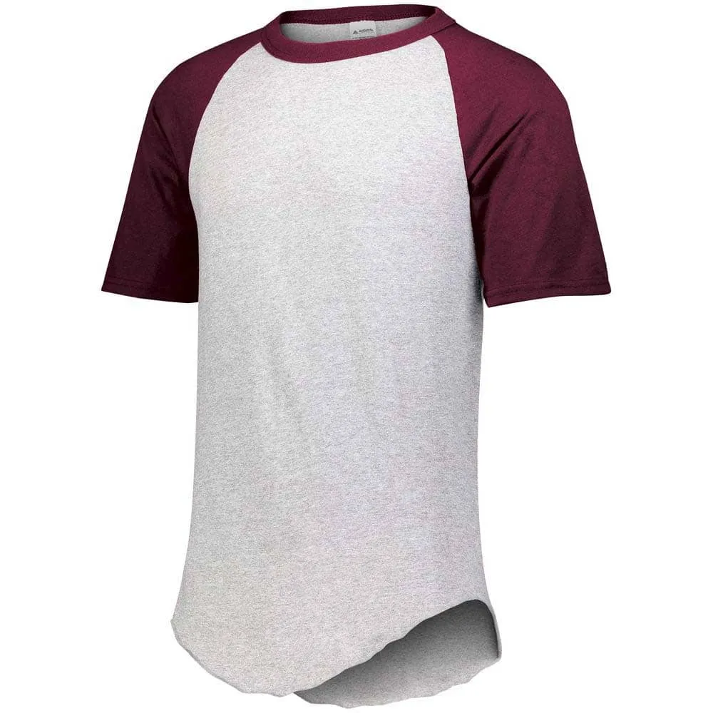 Short Sleeve Retro Baseball Jersey Grey-Maroon