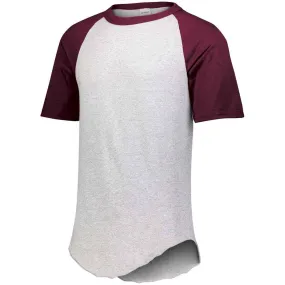 Short Sleeve Retro Baseball Jersey Grey-Maroon