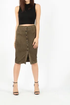 SUEDETTE MIDI PENCIL SKIRT