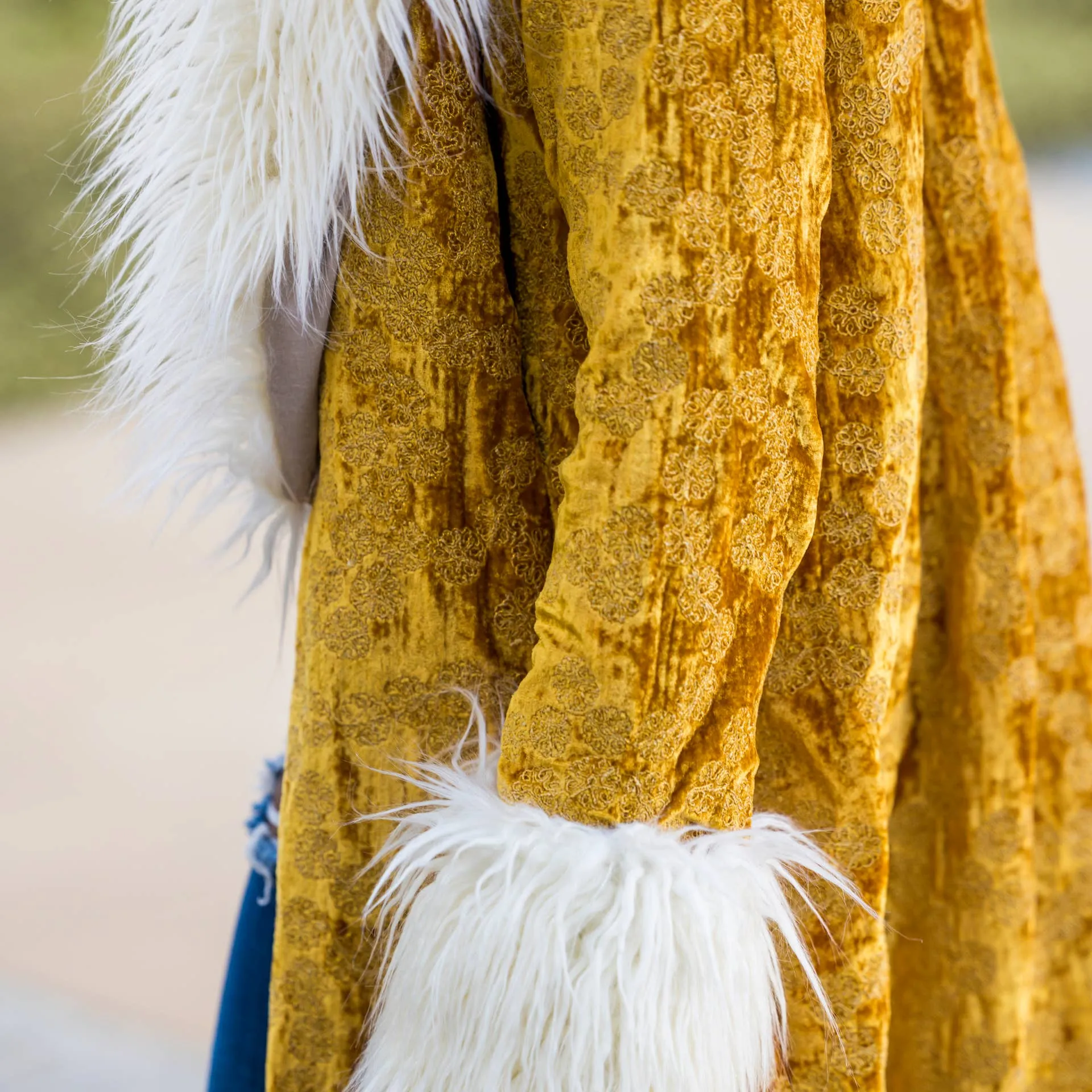 Sunshine Faux Fur Embroidered Coat
