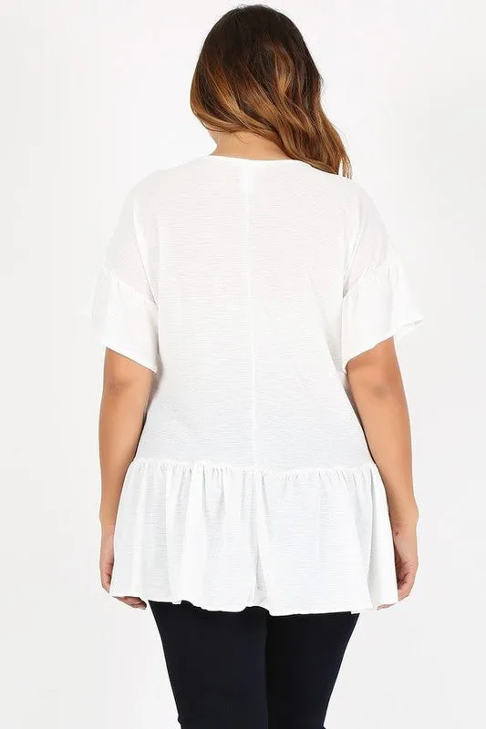 SWEET LINDSEY- PLUS Ruffle Solid Tunic Top