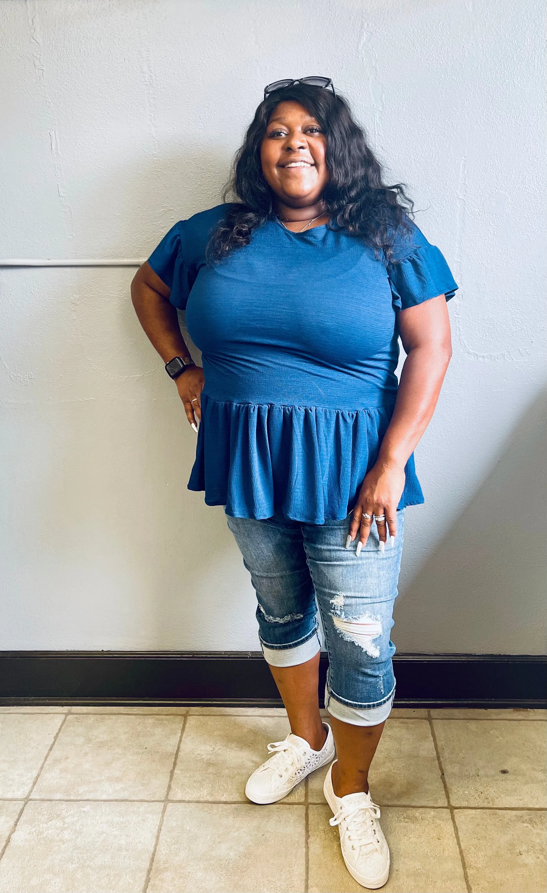 SWEET LINDSEY- PLUS Ruffle Solid Tunic Top