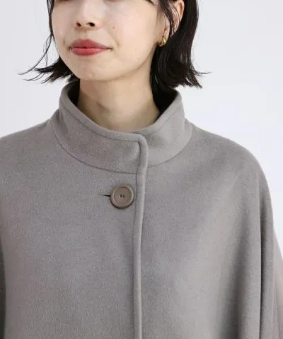 Synthetic Leather Button Poncho Coat