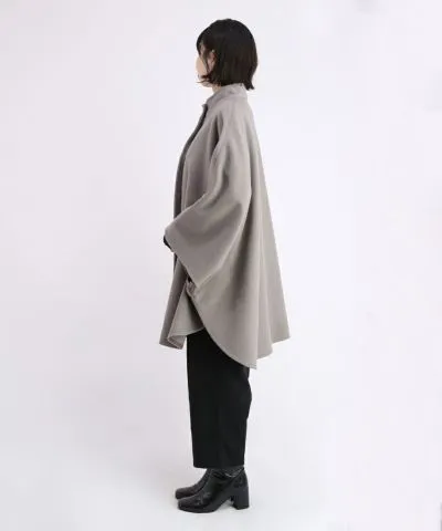 Synthetic Leather Button Poncho Coat