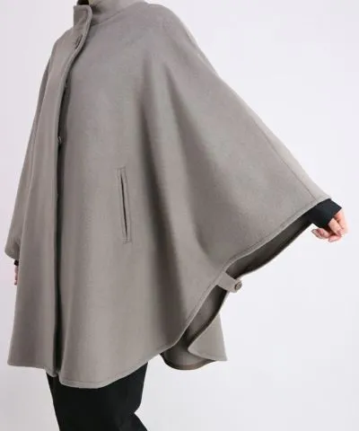 Synthetic Leather Button Poncho Coat
